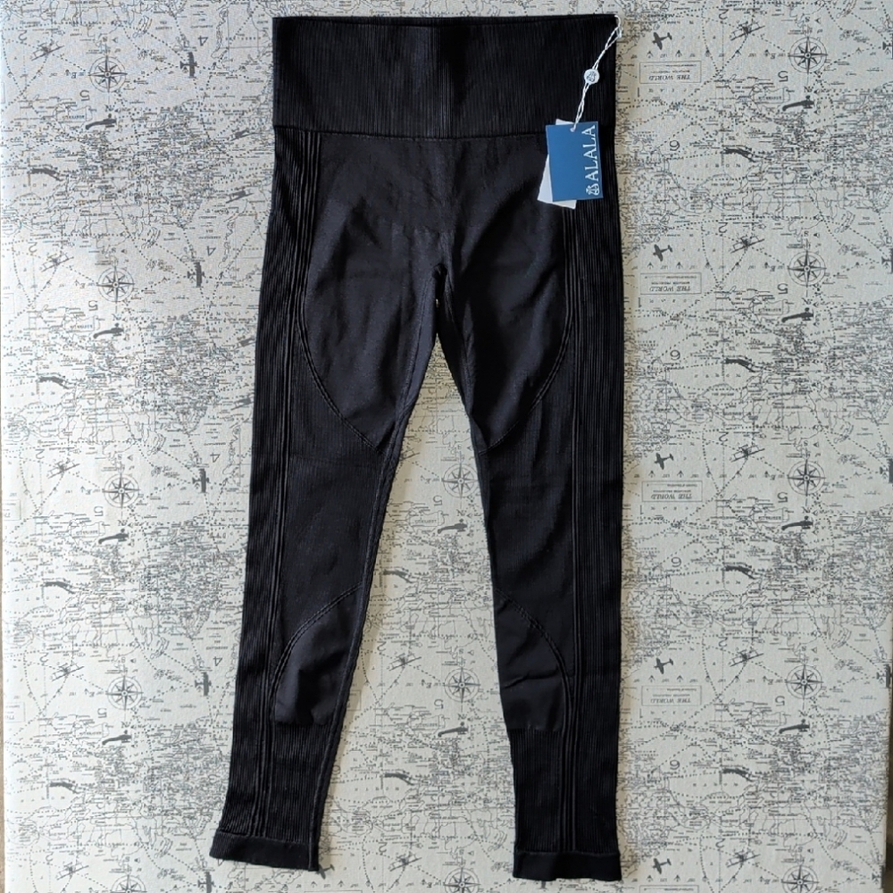 NWT Alala Barre Seamless Black Ribbed Leggings Size XL